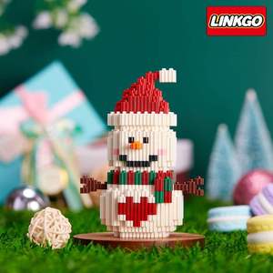 Blocs de construction <span class=keywords><strong>Linkgo</strong></span> assemblés - Micro briques 3D Figurines de Noël (Élan, Père Noël, Bonhomme de neige, Arbre) pour enfants - Product Image 3