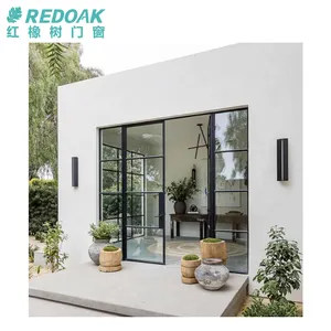 Redoak 도난 방지 외부 입구 이중 문 디자인 알루미늄 프랑스 더블 스윙 여닫이 문