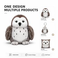 Peluche Hibou Brodé en Coton PP Personnalisée, Directement de l'Usine, à partir de Conception OEM/ODM, Poupée Personnage Rembourrée pour Marques IP Originales