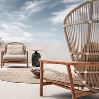 Canapé en bois extérieur de loisirs nordiques chaise en rotin de terrasse de jardin imperméable pour la cour balcon crème solaire teck pour la vie en plein air