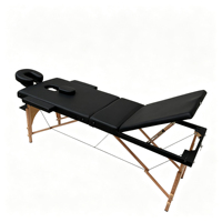 Table de massage pliable à 3 sections avec cadre en bois, hauteur réglable et repose-visage