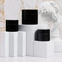 Pot cosmétique de luxe vide en aluminium à double paroi noir avec couvercle à vis, 5g, 10g, 1oz, 2oz, 4oz, pour crème