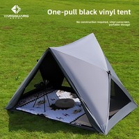 Tente de camping triangulaire noire enduite Oxford 2000-3000mm, imperméable, installation instantanée, anti-moustiques, abri extérieur quatre saisons