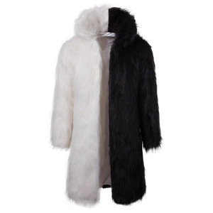 2020 inverno Punk Rock Con Cappuccio Giacca Lunga <span class=keywords><strong>Nero</strong></span> Bianco Patchwork di Pelliccia Del Faux Cappotto Degli Uomini Cappotto - Product Image 1