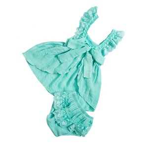 Ensemble de vêtements en dentelle pour bébés filles, barboteuses de haute qualité, vêtements de boutique pour filles, 100 % coton, sans manches - Product Image 6