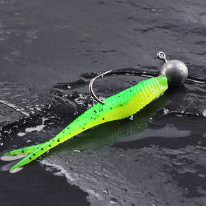 Leurre souple Aohu T-Tail pour pêche en eau douce, avec hameçon jig head, pour micro-espèces, longue portée, queue fourchue, Texas Rig - Product Image 1