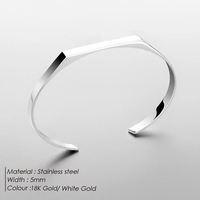 Bracelet EManco en or blanc, manchette ouverte géométrique, bijoux modernes pour hommes, fournitures de fabrication de bijoux, artisanat fait main DIY
