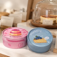 Cajas de Regalo Redondas de Papel Impresas a Color, Estilo Macaron, para Pastelería, Venta al por Mayor para Pastel de Queso con Arándanos