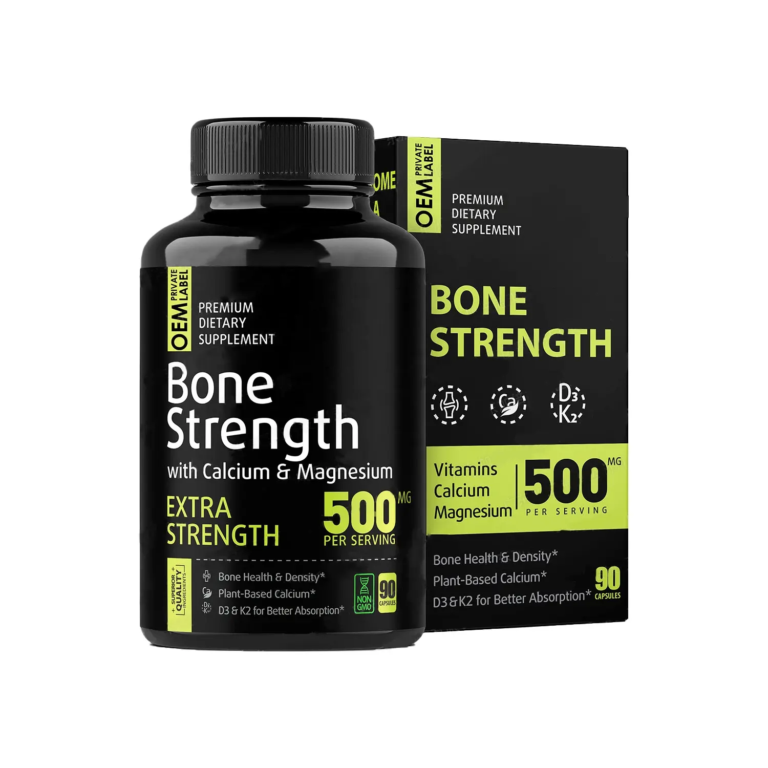 كبسولات OEM bone streng, كبسولات فيتامينات الكالسيوم والمغنيسيوم العظام الكثافة الصحية D3 و K2 دعم تحسين نظام المناعة كبسولة العظام