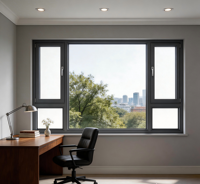Ventanas Abatibles de Aluminio Resistentes a Impactos con Malla de Seguridad, Aislamiento Acústico y Rotura Térmica, Doble Acristalamiento para Entrada de Apartamento