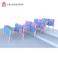 Chaise de bureau étudiante relevable Leadcom L-E10 en plastique PP, modulaire et connectable, pour salles de cours universitaires et scolaires
