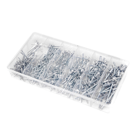 Kit d'assortiment de rivets aveugles 320 pièces, rivets à percussion en aluminium argenté avec mandrin en acier, plusieurs tailles pour le fixation et la réparation de tôles