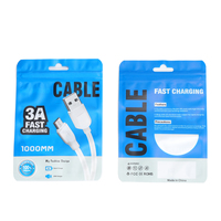 Sacs en plastique transparents brillants personnalisés à fermeture éclair, scellés sur 3 côtés, pour câbles USB, étanches, pour l'emballage de câbles informatiques