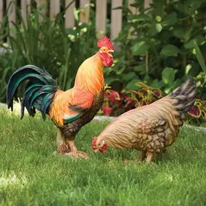 Decorative Garden Statues Resin Crafts Big Rooster Statue Garden Country Farm Rooster Animal Decorative Statue Collection Gift Home Decoration