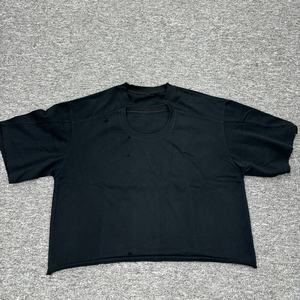 Fabricante de gran tamaño Boxy Drop Shoulder en blanco de doble cuello camiseta personalizada de peso pesado desgastado recortado Boxy Fit camiseta - Product Image 5