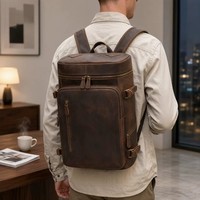 Рюкзак Maverick Leather Unisex из натуральной кожи с защитой от краж, 20-35 л, минималистичный дизайн, модный, для путешествий и бизнеса, для ноутбука