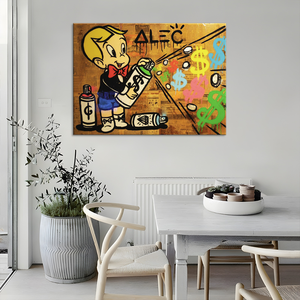 Boy Money Bag Graffiti <span class=keywords><strong>Alec</strong></span> Monopolyingly Street Poster pintura sobre lienzo dormitorio pared arte HD decoración cuadros decoración del hogar - Product Image 2