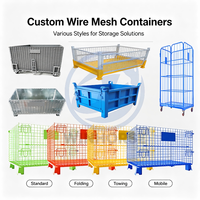 Caisse de rangement métallique pliable galvanisée robuste, cage en treillis métallique, bacs empilables pliables pour le transport et l'expédition