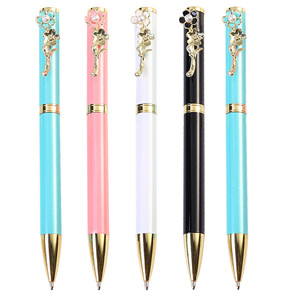 Stylos à bille mignons, stylo en métal perlé avec clip fleuri, stylo cadeau pour femmes et filles - Product Image 1