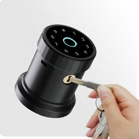 Kunci Pintar Digital Elektronik Sidik Jari NFC TUYA APP WIFI Berbahan Paduan Seng Bulat untuk Pintu Kayu