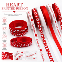 Support personnalisé pour la Saint-Valentin imprimé en forme de cœur, en satin de soie pour la Saint-Valentin, ruban à deux côtés pour emballage cadeau à fleurs