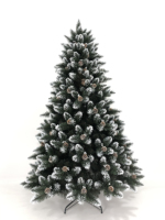 Hot Sale Metallst änder Künstlicher PVC dekorativer Baum mit weißem Glitzer und Tannenzapfen Silber beere für Home Office Holiday Decor