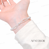 Bracelet superposé délicat pour femme en argent sterling S925 avec perles blanches, idéal pour les cadeaux d'affaires, fournisseur en gros OEM