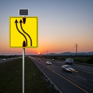 Señal de Tráfico Reflectante con Energía Solar, Indicador de Cambio de Carril Derecho/Izquierdo, 110 x 120 cm, Material de Aluminio, con Flecha - Product Image 3
