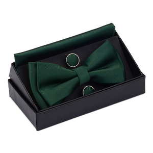 Mini carré de couleur unie pour hommes, nœud <span class=keywords><strong>papillon</strong></span> pré-noué, boutons de manchette carrés de poche, ensemble d'affaires de fête de mariage - Product Image 4