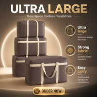 Sacs de déménagement en tissu extra-larges avec fermetures éclair et poignées de transport, sacs de rangement robustes en non-tissé, pliables et écologiques