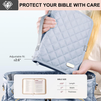 Grand sac à Bible en toile, housse de protection amovible, design matelassé, fermeture éclair, grande capacité, sac fourre-tout portable pour femmes, étude religieuse