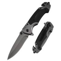 Couteau pliant EDC de camping en acier inoxydable 3cr13 avec revêtement noir, manche en G10 et brise-vitre
