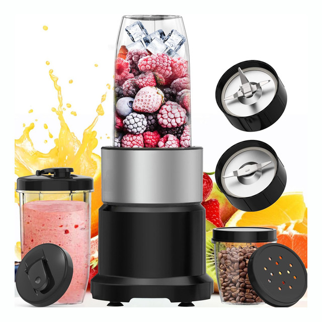 800W Electric Juicer Mixer with Dry Grinder Function Stainless Steel Blades Quiet Motor for Commercial Outdoor & Household Use