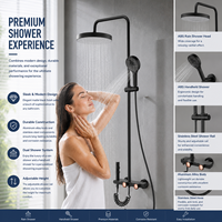 Système de douche en aluminium noir mat avec douchette à main et mitigeur de salle de bain