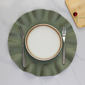 Top bán hiện đại lượn sóng cạnh bàn ăn placemat PP dệt vòng Ruffle rắn màu sắc thân thiện với môi cho nhà hàng nhà khách sạn trang trí nội thất - Product Image 2