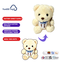 Porte-clés en peluche ours de dessin animé personnalisé, adorable jouet en peluche moelleux pour ornement de sac à dos