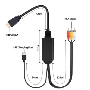 <span class=keywords><strong>Adaptateur</strong></span> <span class=keywords><strong>RCA</strong></span> vers HDTV Composite 1,5 m avec Charge USB, Mini Convertisseur AV CVBS, Gaine PVC, Blindage Combiné pour Ordinateurs HDTV 1080P - Product Image 2