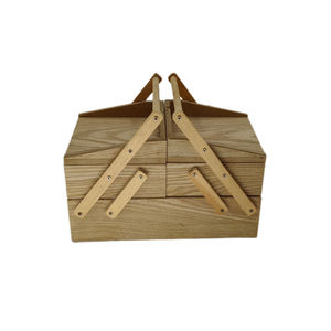 Boîte à couture extensible-Boîte en bois pour couturière pour le stockage des bobines de fil-Boîte de rangement pour kit de couture avec poignée-Panier à coudre en bois - Product Image 1