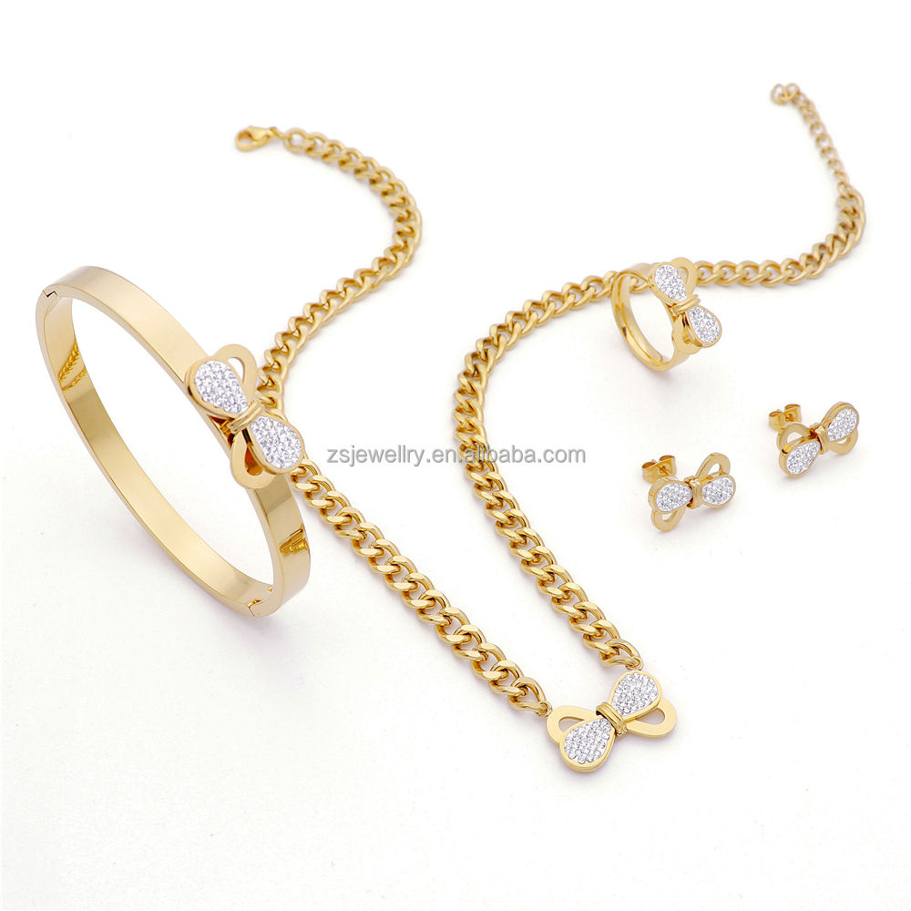 Plated Women Fashion Sets Wholesale Necklace Jewelry Set Gold