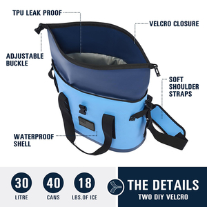 30L Reusable Portable Waterproof Insulated Shoulder Roll-Top Leak-Proof TPU Cooler Bag for <b>Camping</b> Picnic & Food <b>Storage</b> - Product Image 2