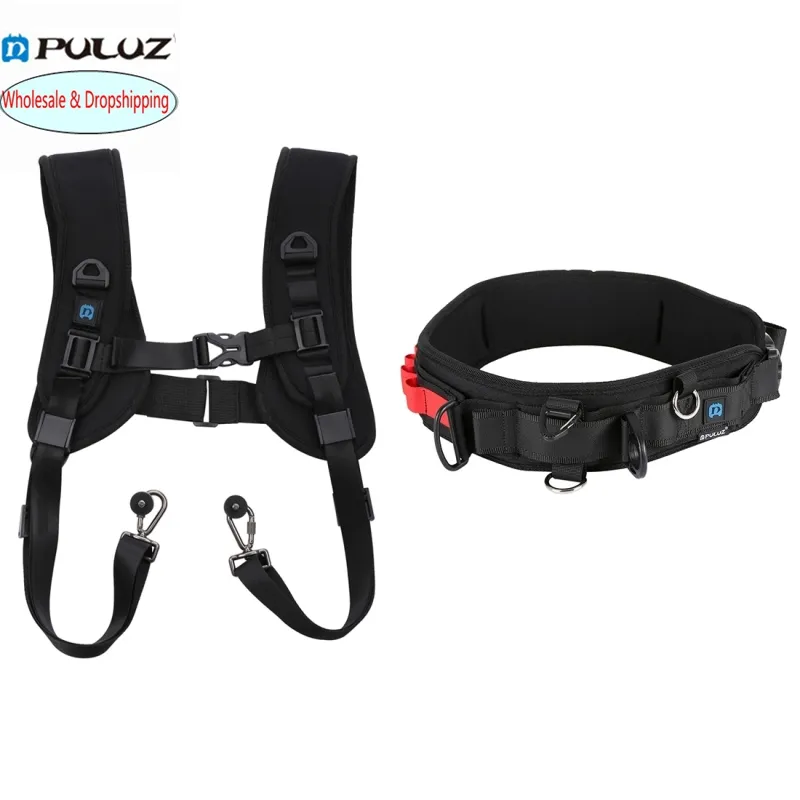 Latest PULUZ 2 in 1 Multi-functional Bundle Waistband Strap With Double Shoulders Strap Kits for SLR DSLR Cameras
