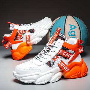 รองเท้ากีฬาผู้ชายทุกฤดูปี 2026 ระบายอากาศได้ดี รองเท้าผ้าใบหุ้มข้อสูง พื้นรองเท้า PVC เพิ่มความสูง รองเท้าบาสเก็ตบอลลำลองสำหรับวัยรุ่น สไตล์เทรนด์คุณพ่อ - Product Image 4