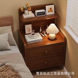 Simple modern bedside table with solid wood legs, <b>small</b> and easy-to-use bedroom storage <b>cabinet</b>, 2025 new style bedside shelf. - Product Image 3