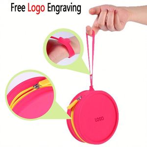 Round Silicone Coin <b>Purse</b>, Earphone Bag, Makeup Portable Zipper Key Bag, Mini <b>Small</b> Item Storage Coin Bag - Product Image 3