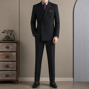 Costumes de <span class=keywords><strong>Mariage</strong></span> pour Hommes : Ensemble 2 Pièces Croisé avec Fermeture Éclair, Style Italien, Anti-Plis et Anti-Rétrécissement – Vente en Gros - Product Image 2