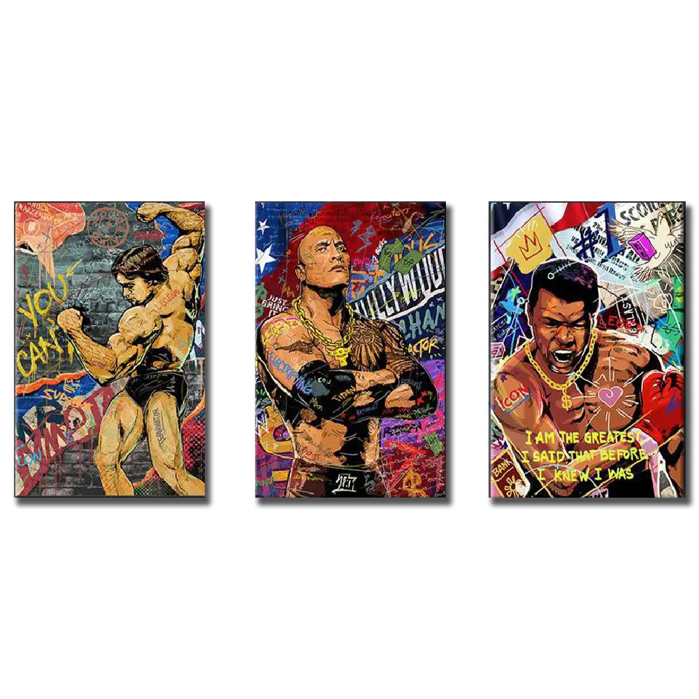 Print on canvas Mike Tyson boxing art wall decoration painting canvas print graffiti style boxing art muscle man art