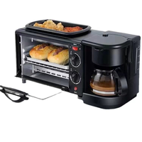 Machine à petit-déjeuner 3 en 1, four à micro-ondes électrique, cafetière, grille-pain, poêle à frire, four électrique pour cuisine, barbecue, cuisson