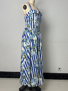 Vestido largo casual con estampado de 4 colores para mujer, cuello halter, talla grande, S-XXL - Product Image 5