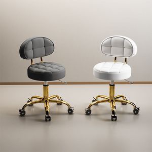 Chaise de Salon de Beauté Pivotante et Réglable en Hauteur avec Roulettes, Tabouret de Coiffure et <span class=keywords><strong>Manucure</strong></span> d'Extérieur avec Dossier, Chaise de Barbier en Métal - Product Image 4