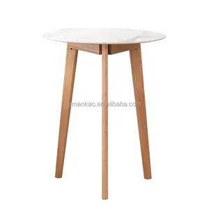 רוק צלחת שלוש שטוח רגל עגול שולחן מודרני פשוט ביתי קטן משפחה אוכל שולחן השכרת סלון שולחן